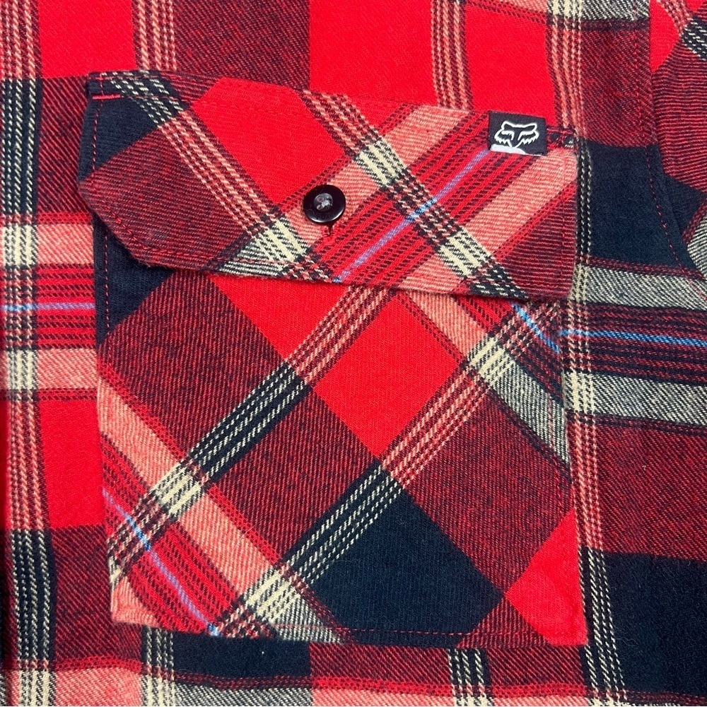 FOX Racing Flannel Shirt Men’s MEDIUM Cotton Plaid Long Sleeve Outdoor Glamper - Picture 5 of 12